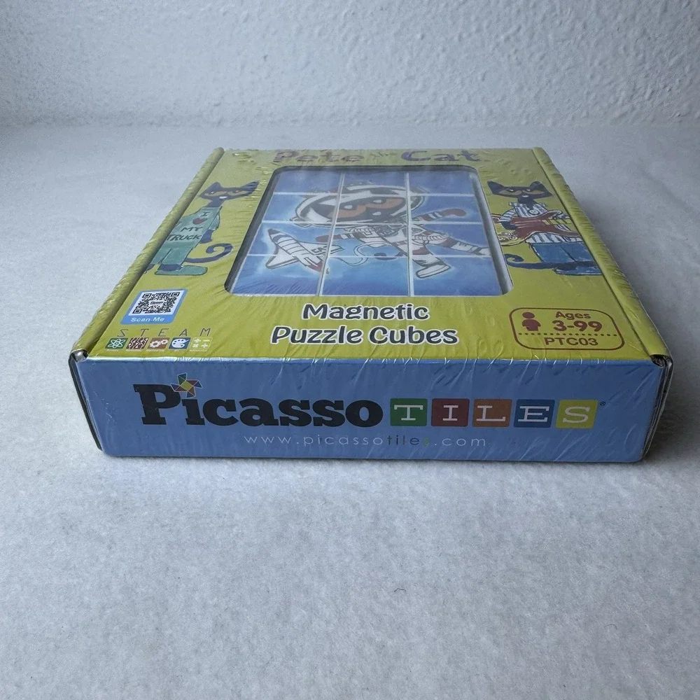 New Picasso Tiles Pete The Cat Magnetic Puzzle Cubes STEAM Toy PTC03 Educational